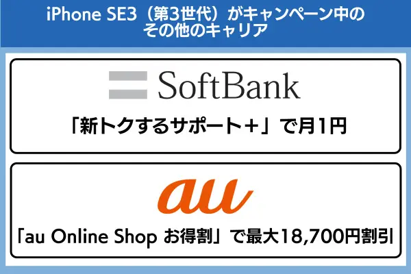 iPhone SE3（第3世代）がキャンペーン中のその他のキャリア