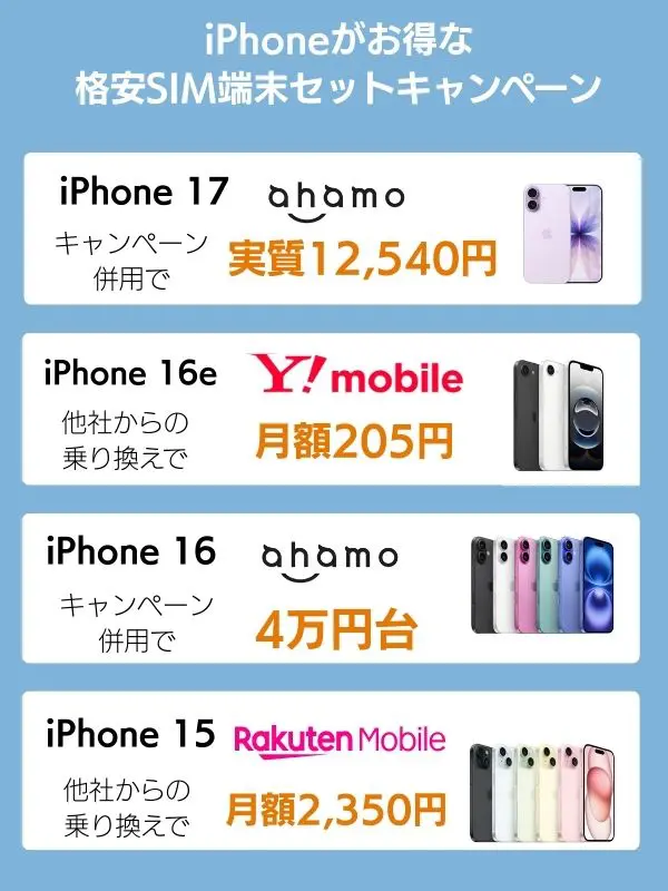 iPhoneがお得な格安SIM端末セットキャンペーン