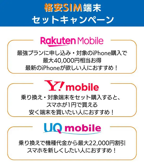格安SIMの端末セットキャンペーン