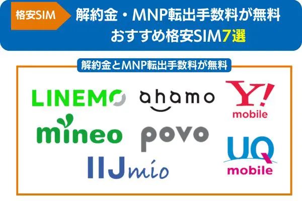 解約金 MNP転出手数料 無料 おすすめ 格安SIM
