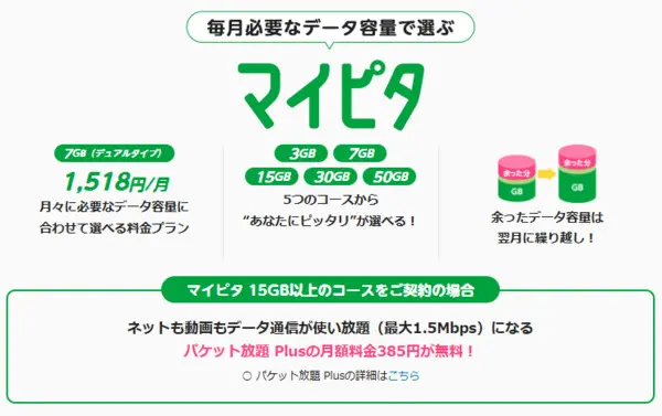 mineoのマイピタプランの料金