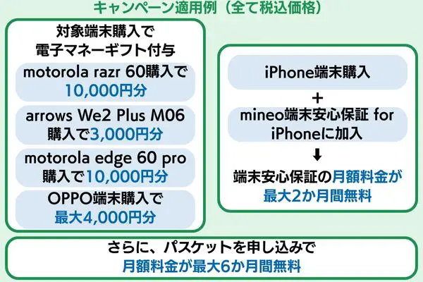 mineo キャンペーン 適用例