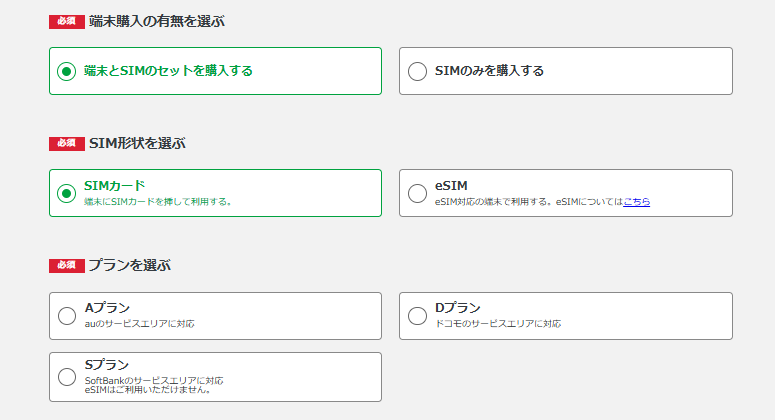 必衰項目選択画面
