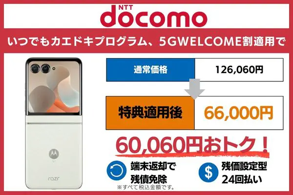 motorola razr 60をドコモで安く買う方法