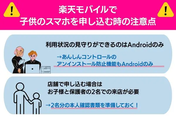 楽天モバイルで子供のスマホを申し込む時の注意点