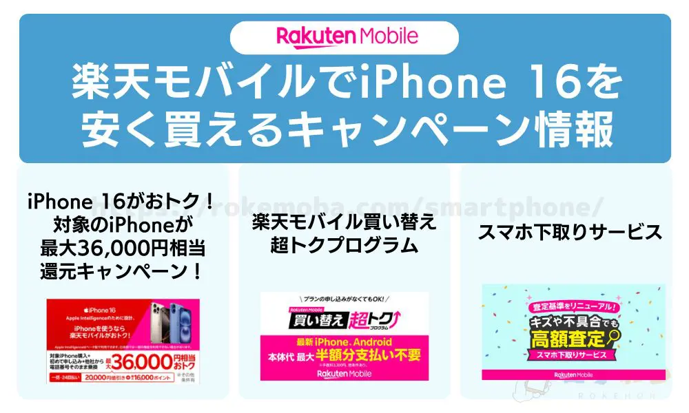 楽天モバイルでiPhone16を安く買えるキャンペーン情報