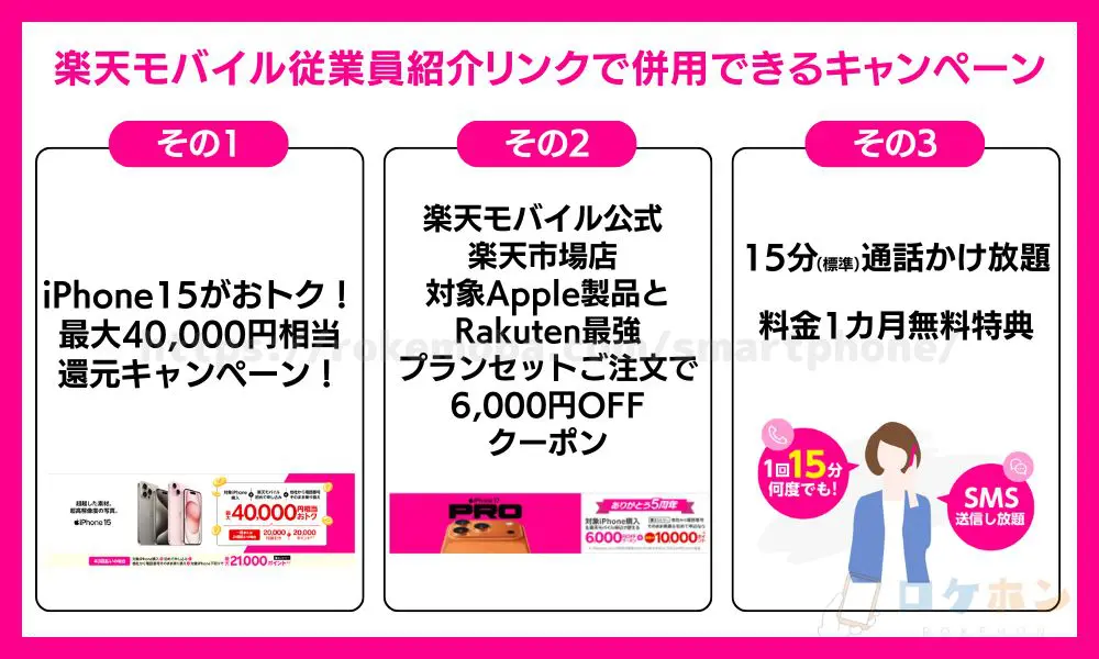 楽天モバイル従業員紹介リンクで併用できるキャンペーン